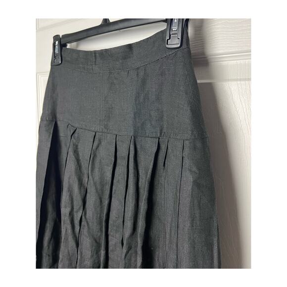 Onde Skirt 100% Linen Pleated Lined Black Flowy Skirt Size 6 - Picture 9 of 15